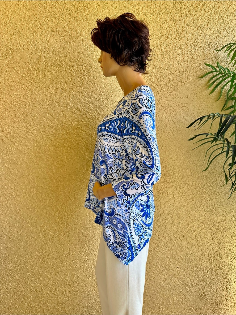 Ruby Rd blue and white paisley print tunic top - Picture 4 of 8